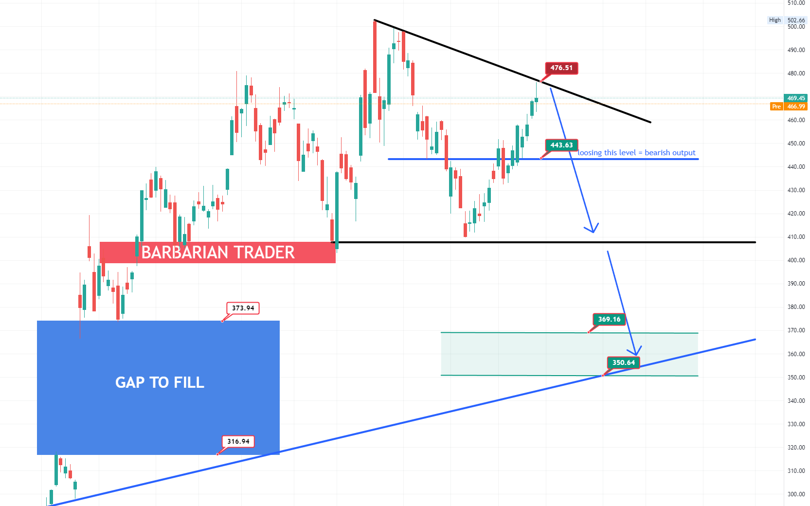 NVIDIA at the end of a strong rally up. Possible a 24% correction from here.